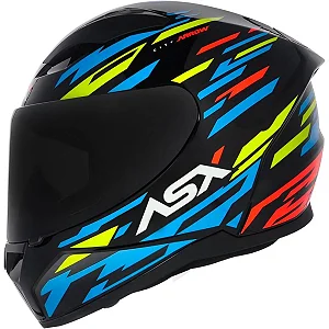 CAPACETE ASX CITY ARROW BRILHO PRETO/AZUL/AMARELO