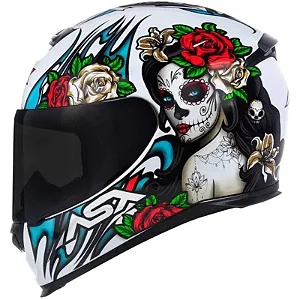 CAPACETE ASX EAGLE CATRINA BRILHO BRANCO /AZUL/VERMELHO