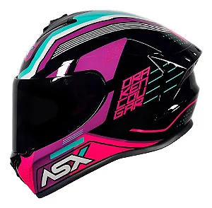 CAPACETE ASX DRAKEN COUGAR BRILHO PRETO/PINK/TIFFANY