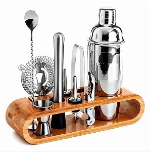 Kit Coqueteleira Completo Bartender Woodline 10 Peças