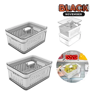 Kit 2 Potes Organizador De Geladeira Verduras Frutas Clear