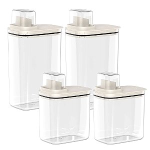 Conjunto 4 Dispenser 2,3l 1,5lorganizador Lavanderia Para Sabão Amaciante