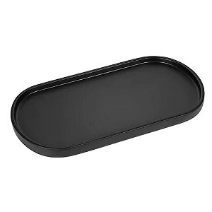 Bandeja Prato Oval 24 X 12cm Melamina Multiuso Preto