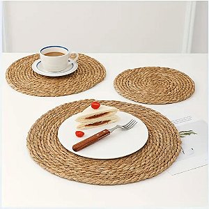 Kit 6 Jogo Americano Sousplat Fibra Natural Redondo 36cm