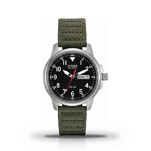 Relógio Masculino Citizen Garrison Eco-Drive Estilo Militar Mostrador Preto BM8180-03E