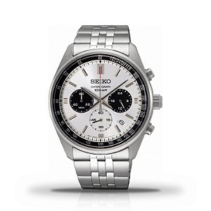 Relógio Masculino Seiko Cronógrafo Quartzo Panda Mostrador Branco SSB425P1