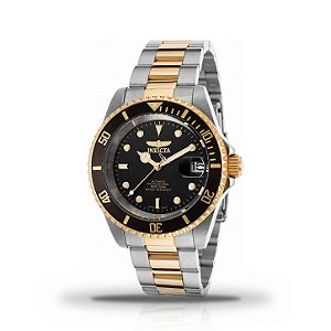 Relógio Masculino Invicta Pro Diver Automático Bicolor Dourado Mostrador Preto 8927OB