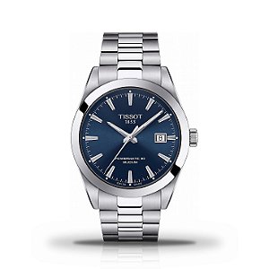 Relógio Masculino Tissot Gentleman Powermatic 80 Silicium Automático Mostrador Azul T127.407.11.041.00