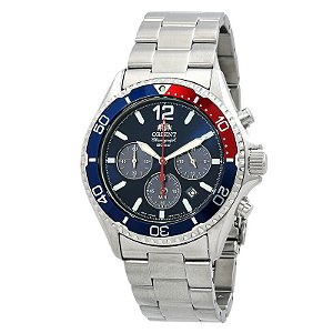 Relógio Masculino Orient Mako Cronógrafo Solar Mostrador Azul