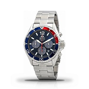 Relógio Masculino Orient Mako Cronógrafo Solar Mostrador Azul RA-TX0201L10B