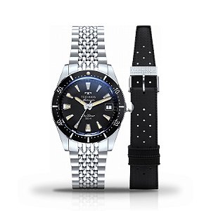 Relógio Masculino Technos Skydiver Automático 500M Edição Limitada Mostrador Preto