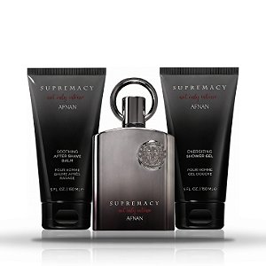 Kit Perfume Árabe Afnan Supremacy Not Only Intense 100ml Extrait de Parfum com Pós-Barba e Gel de Banho