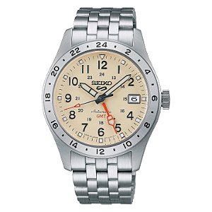 Relógio Masculino Seiko 5 Sports Field GMT Automático Mostrador Bege HDB002J