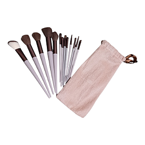Kit com 13 pincéis para maquiagem.