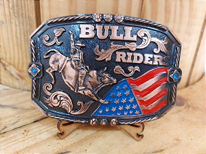 FIVELA BULL RIDER AMERICAN FLAG (Cobre Old/Strass Azul) BRETES
