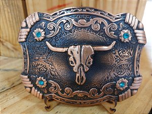 FIVELA LONGHORN CUSTOM (Cobre Envelhecido/Azul-Turquesa) BRETES