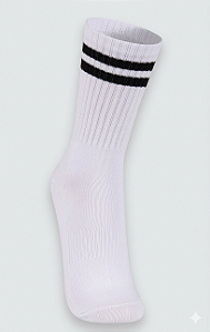 MEIA MASCULINA CANO MÉDIO BRANCO/PRETO LUPO