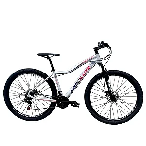 Bicicleta MTB Aro 29 Absolute hera Aro branca rosa e azul 21 velocidades