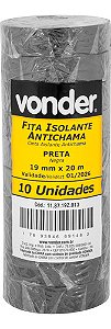 Kit Pack 10 Fitas Isolante Anti Chama Vonder 19mm X 20m