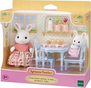 Mesa de Café da Manhã - Mamãe e Bebê Coelhos de Neve - Sylvanian Families - 5682