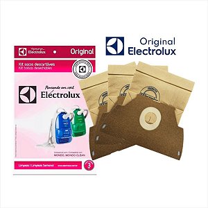 Saco Descartável Aspirador de Pó Mondo Mondo Clean 03 Unidades Electrolux Original 70035083 A09208501