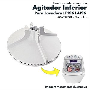 Agitador Inferior Branco para Lavadora de Roupas com Cesto Plástico LPR16 LAP16 Electrolux Original - A06897301