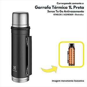 Garrafa Térmica 1L Preta Sense to Go Antivazamento Electrolux Original Gtael20 A25183601