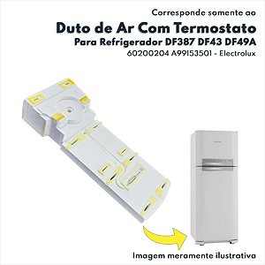 Duto de Ar com Termostato para Refrigerador Electrolux Original DF38 DF43 DF46 DF47 DF49A 60200204 A99153501 Electrolux Original