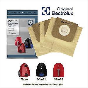 Kit Com 3 Sacos Descartáveis Para Aspirador De Pó NANO NEO30 e NEO31 Electrolux SBENA A20744901 DT30CCBR001P