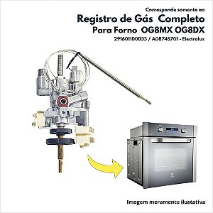 Registro De Gás Para Forno Og8dx Electrolux Original 291601100033 A08745701X