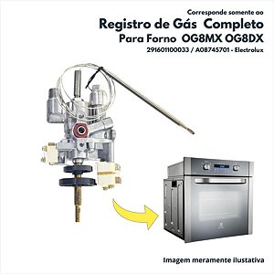 Registro De Gás Para Forno Og8dx Electrolux Original 291601100033 A08745701X