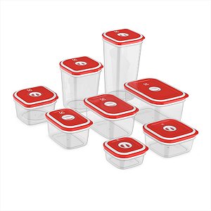 Conjunto 8 Potes Herméticos Vermelho Alta Qualidade Electrolux Original B2W RED A25087301