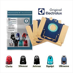 Kit 3 Sacos Para Aspirador de Pó Electrolux  Clario Jetmaxx SWECL Bocal Plastico Electrolux DT30ABBR001P A20744601 A21535501 Original