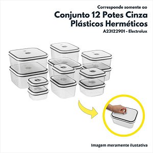 Conjunto 12 Potes Plásticos Herméticos Cinza Electrolux Original A23122901