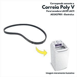 Correia Poly V Para Lavadora LAC09 LAC11 Electrolux Original A02437901
