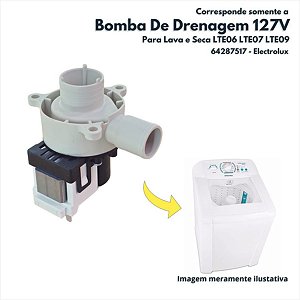 Eletrobomba De Drenagem Completa 127V Para Lavadora LTE06 LTE07 LTE09 Electrolux Original 64287517