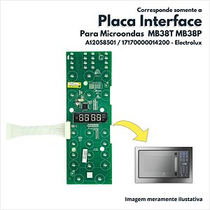 Placa Interface Para Microondas MB38T MB38P Electrolux Original A12058501 17170000014200