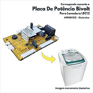 Placa De Potência Bivolt Para Lavadora LEC12 Electrolux Original A99381102 70202049