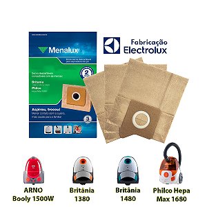 Kit 3 Sacos Descartáveis Menalux Para Aspiradores de Pó Arno Britânia Philco SIM02