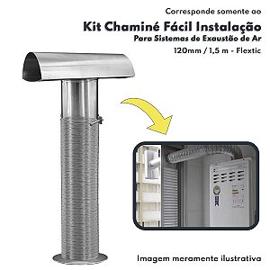 Kit Chaminé Fácil Para Aquecedor a Gás e Sistemas de Exaustão Diâmetro 120mm Comprimento 1,5m Flextic 03006000009