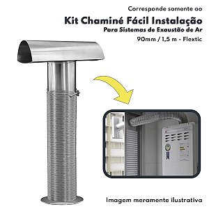 Kit Chaminé Fácil Para Aquecedor a Gás e Sistemas de Exaustão Diâmetro 90mm Comprimento 1,5m Flextic - 03006000015