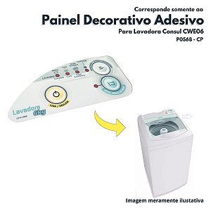 Painel Decorativo Branco Adesivo Para Lavadora Consul CWE06 PC  - P0568 / 326031544