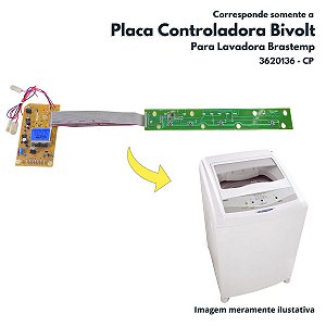Conjunto Placa Potência de Interface Bivolt Para Lavadora Brastemp BWM08 CP 3620136 326038034 326038035 326037029