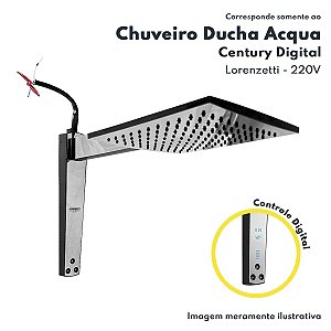 Chuveiro Digital De Alta Pressão Preto Espelhado 220V 7500W Acqua Century Lorenzetti - ACQCENTURYDIGITAL / PRCR220