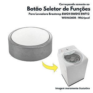 Botão Manipulo Enconder para Lavadora Brastemp BWG11 BWD15 BWT12 Whirlpool - W10463608