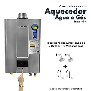 Aquecedor De Água a Gás LZ 2500DE-I GN Inox Bivolt Digital 23,5l/min Lorenzetti  - LZ 2500DE-I / LZ2500DE