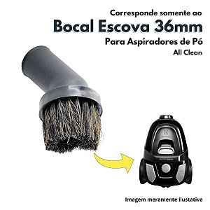 Bocal Escova Redondo 36mm Crina Fixa Para Aspiradores de Pó Easybox EasyB AllClean 41015065