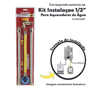 Kit Instalação De Aquecedores de Água a Gás 1/2' 40cm Lorenzetti Conjunto completo