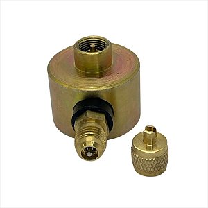 Válvula Tipo Base Para Cilindro Descartável de Gás 7/16F Com Válvula Schrader 1/4 GTS MILANO FER0099