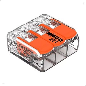 Conector de Emenda Transparente 221-413 3p até 4mm Wago